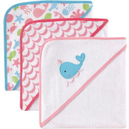 Luvable Friends Hooded Towels Pink Whale 3-Pack