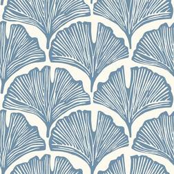 Tempaper Feather Palm Wallpaper in Blue/Ivory