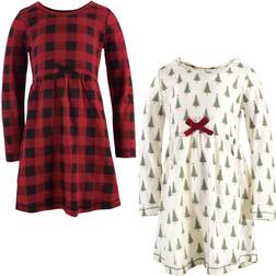 Touched By Nature Youth Organic Cotton Long Sleeve Dresses 2-pack - Tree Plaid (11167279)