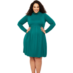 Motherhood Plus Size Fit and Flare Turtleneck Maternity Dress Bayberry