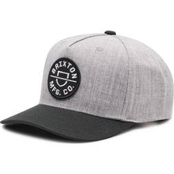 Brixton Men's Heathered Gray Crest C Snapback Hat