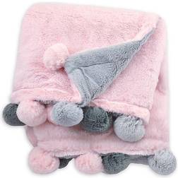 Just Born Baby Girls Plush Blanket Pom Pom