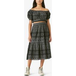 Lucky Brand Cotton Lace Midi Skirt