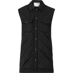 Women's quilted gilet with pockets, Black