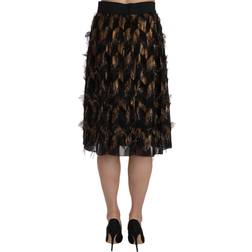 Dolce & Gabbana Women's Fringe Metallic Pencil A-line Skirt SKI1177 IT38