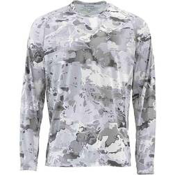 Simms SolarFlex Crew-Neck Printed Long-Sleeve Shirt for Men Cloud Camo Grey