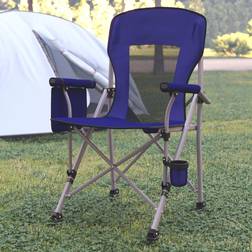 Flash Furniture Blue Folding Camping Chair-Storage & Cupholder Gray