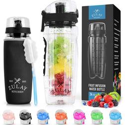 Zulay Kitchen Portable With Fruit Infuser Black Water Bottle