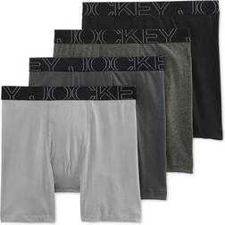 Jockey ActiveBlend Midway Moisture Wicking Long Leg Boxer Briefs - 4-pack - Grey/Pewter/Heather/Black