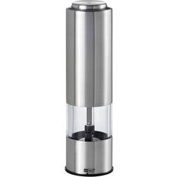 Adhoc EP02 PEPMATIK Electric Salt or Pepper Mill Stainless Steel/Acrylic CeraCut Ceramic Grinder, LED Light (H)190mm x (D)50mm Silver Includes 1 x Mill, Batteries Included Gewürzmühle