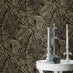 Rasch Yumi Black Palm Leaf Wallpaper