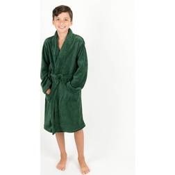 Leveret Kid's Shawl Collar Fleece Robe - Green