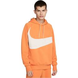 Nike Men's Sportswear Swoosh Logo Tech Fleece Pullover Hoodie in Orange/Hot Curry Cotton/Polyester/Fleece Hot Curry/Pearl White/Canvas