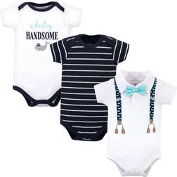 Little Treasure Baby Boy Cotton Bodysuits 3pk Whale Suspenders