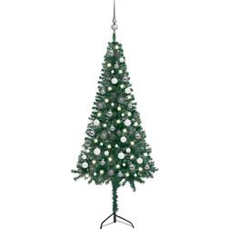 vidaXL Corner Artificial LEDs&Ball Set Green 150 cm PVC Christmas Tree