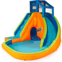Banzai Sidewinder Falls Inflatable Water Park Play Pool with Slides and Blower