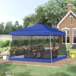 OutSunny 12 ft. x 12 ft. Blue Pop Up Gazebo, Foldable Canopy Tent with Carrying Bag