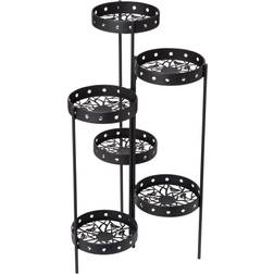GlitzHome Foldable Multi-Tiered Round Plant Stand 16.5x16.5x32"