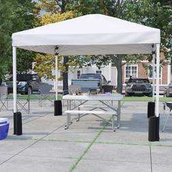 Flash Furniture White Pop Up Canopy Tent and Folding Bench Set White