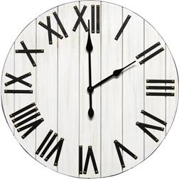 Elegant Designs Handsome Rustic Farmhouse Wood Wall Clock, White, HG2004-WWH