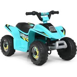 Costway 6V Kids Electric Quad ATV 4 Wheels Ride On Toy Toddlers Forward&Reverse Blue White