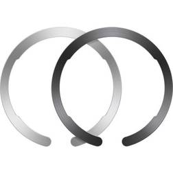 ESR HaloLock Universal Ring Magnetic Wireless Charging Conversion Kit MagSafe-Compatible Metal Ring Compatible with iPhone 13/13 Pro/13 mini/13 Pro Max/12 Galaxy S21 etc 2 Pack Black and Silver