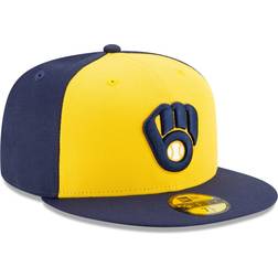 New Era Milwaukee Brewers Alternate Authentic Collection On-Field 59Fifty Fitted Hat Men - Navy/Yellow