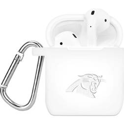 White Carolina Panthers Debossed Silicone AirPods Case Cover