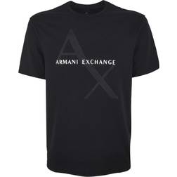 Armani Exchange Tonal Print Diagonal Logo Tee M - Black