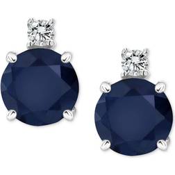 Macy's Accent Stud Earrings - White Gold/Transparent/Blue
