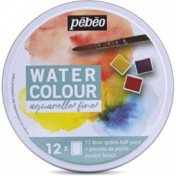 Pebeo Watercolour Round Metal Box 12 Half Pans