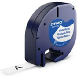 Dymo LetraTag Plastic Tape Black on Pearl White 1.2cmx4m