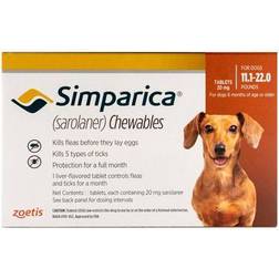 Simparica For Dogs 11.1-22 Lbs Brown 6 Pack