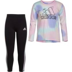 adidas Girl's Long Sleeve Gradient Swing T-shirt & Tights Set - Pink/Multicolor