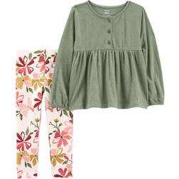 Carter's Crinkle Jersey Top & Floral Legging Set 2-pack - Green (195861317722)