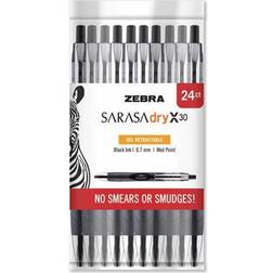Zebra Sarasa Dry Gel X30 Retractable Pen, Medium 0.7 mm, Black Ink, Black Barrel