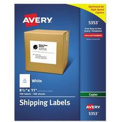 Avery 8 1/2" x 11" White Labels 100/Box