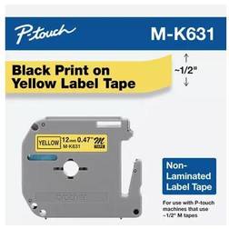 Brother M Series Tape Cartridge for P-Touch Labelers, 1/2"w, Black on Yellow