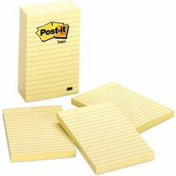 Post-itÂ Notes, 4" x 6" Canary Yellow, Lined, 100 Sheets/Pad, 5 Pads/Pack (660-5PK) Yellow