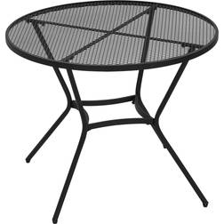 OutSunny Black 35 in. Round Metal Outdoor Dining Table with Mesh Tabletop