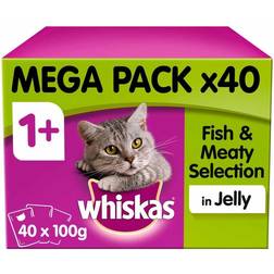 Whiskas Adult Wet Cat Food Pouches Fish & Meat in Jelly Mega Pack