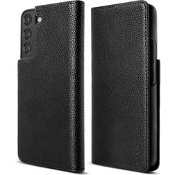 Ringke Folio Signature EZ Strap Compatible with Samsung Galaxy S22 Plus 5G Case Handcrafted Artisan Leather Flip Wallet Cover Black