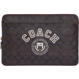 Coach Laptop Sleeve In Signature Canvas With Coach Varsity
