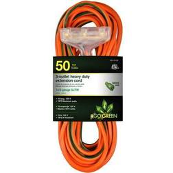 GoGreen Power, 14/3 50' 3-Outlet Heavy Duty Extension Cord, GG-15150, Lighted End