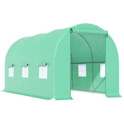OutSunny 15 x 7 x 7 Walk-In Gardening Plant Greenhouse w/ PE Cover Green