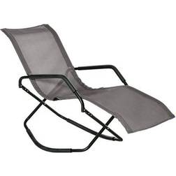 OutSunny Outdoor Folding Rocking Sun Lounger with Zero-gravity Design Brown