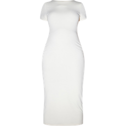 PrettyLittleThing Maternity Contour Jersey Short Sleeve Midi Dress Cream (CMU1101)