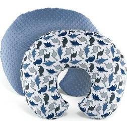 The Peanutshell Nursing Pillow Covers for Breastfeeding 2-pack Dinosaur and Navy Blue Minky Dot