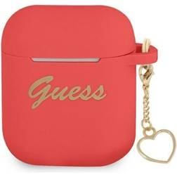 Guess AirPods Skal Silicone Charm Heart Röd