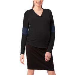 Stowaway Collection Contrast Elbow Maternity Sweater Black